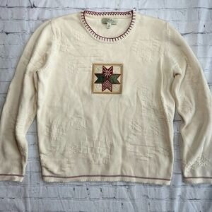 NWOT Women’s Large Cabela’s Quilt Square LS Sweater